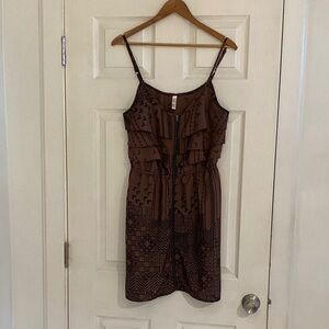 Brown Black Patterned Dress